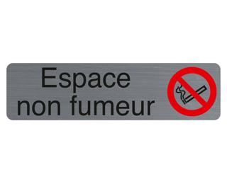 Plaque adhésive imitation aluminium Espace non fumeurs 16,5X4,4 cm - Gris