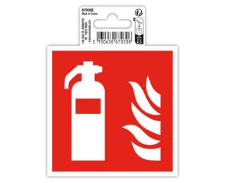 Panneau PVC adhésif antidérapant Extincteur 10x10 cm - Rouge