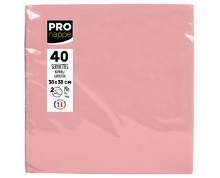 Paquet de 40 serviettes micro-gaufrées ouate 2 plis - 38x38 cm - Rose poudré