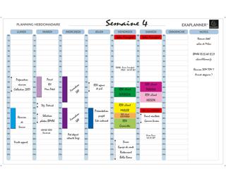 Planning magnétique hebdomadaire - textes en français - Blanc