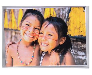 Porta fotografie/avvisi magnetico da banco bifacciale A6 - Cristallo