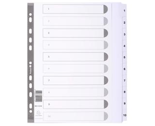 Intercalaires imprimés à touches plastifiées - 10 touches 1 à 10 - A4 maxi - Blanc