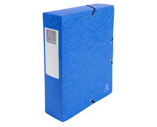 Archivbox aus Colorspan-Karton 600g, Rückenbreite 80mm mit Etikett, 25x33cm für DIN A4 - Blau