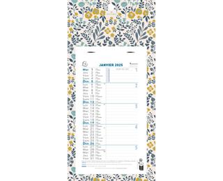 Calendrier mensuel Mini Labo avec feuillets détachables 13 x 23 cm sur support plaque imprimée 16 x 33 cm 2025 