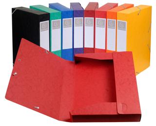 Archivbox Cartobox, flach geliefert Rücken 50mm aus Colorspan-Karton, mit 3 Klappen und Gummizug, 25x33cm für DIN A4 - Farben sortiert