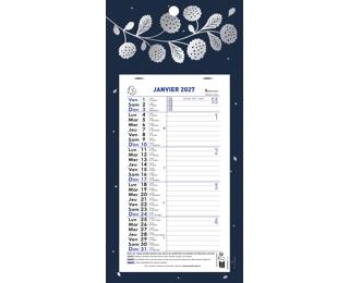 Calendrier mensuel avec feuillets détachables 13 x 23 cm sur carte illustrée Végétal 16 x 33 cm 2027 - Visuel aléatoire