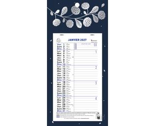 Calendrier mensuel avec feuillets détachables 13 x 23 cm sur carte illustrée Végétal 16 x 33 cm 2027 - Visuel aléatoire