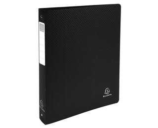 Ringbuch aus festem PP 1000µ mit 4 Ringen 30mm, Rücken 40mm, blickdicht, DIN A4 Überbreite - Schwarz