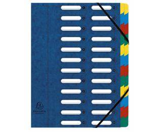 Ordnungsmappe HARMONIKA mit ausgestanzten Fenstern und Gummizug, aus Colorspan-Karton, 24 Fächer, für DIN A4 - Blau