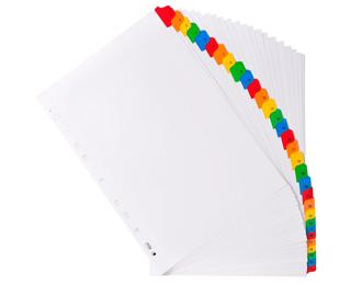 Intercalaires Imprimés numériques carte blanche 160g/renforts couleurs + page de garde - 31 positions - A4 - Blanc