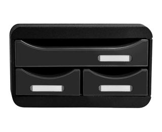 SMALL-BOX mit 3 Schubladen, Glossy - Schwarz Glossy