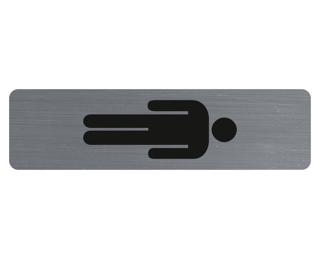 Plaque adhésive imitation aluminium Homme 16,5X4,4 cm - Gris