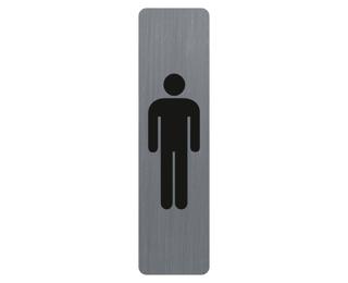 Plaque adhésive imitation aluminium Homme 16,5X4,4 cm - Gris