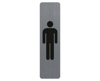 Hinweisschild selbstklebend, Aluminiumoptik, vertikal, Herren 16,5x4,4 cm - Grau