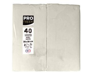 Paquet de 40 serviettes micro gaufrées ouate 2 plis - pliées 1/8 - Ivoire