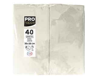 Paquet de 40 serviettes micro gaufrées ouate 2 plis - pliées 1/8 - Ivoire