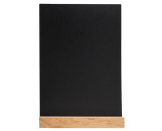 Slate menu holder on wooden base A4 - Black