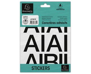 Pochette de lettres adhésives noires A-Z 50 mm 