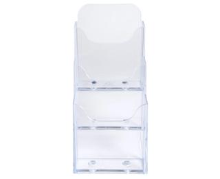 Tischprospekthalter mit 3 Fächern DL (10x21cm), Exacryl - Kristall