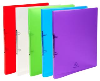 Classeur 2 anneaux 15 mm polypropylène Crystal colours - A4 - Couleurs assorties