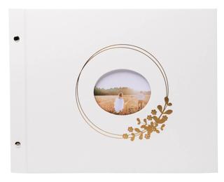 Ring flower 40 White Pages Screw back Photo Album - White