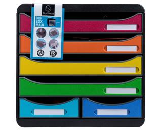 Schubladenbox BIG BOX MAXI, 6 offene Schubladen, Iderama - Regenbogen