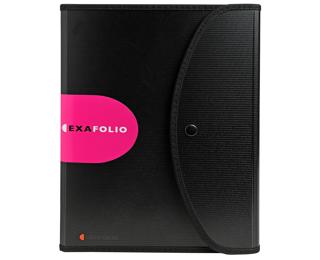 Conferenziere con blocco per appunti e cartella 6 scomparti a soffietti Exafolio Exactive - 25,5x33cm - Nero