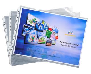 10er Packung perforierter Prospekthüllen PP glatt 55µ, DIN A3 - Exactive - Kristall