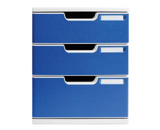 Schubladenbox MODULO A4, 3 geschlossene Schubladen - Blau