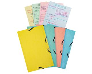 Chemise 3 rabats à élastiques Aquarel + 25 fiches bristol 125x200mm - 4 couleurs assorties - Couleurs assorties