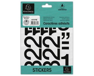 Pack of adhesive numbers 0-9 Black 50 mm - Black