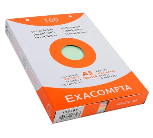 Exacompta - Étui De 100 Fiches Bristol + Classeur Semi-rigide Bleu Crystal, Parfait Pour L'école Ou Le Bureau !