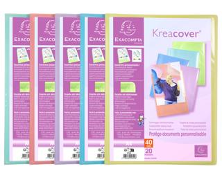 Protège-documents en polypropylène Kreacover Pastel 40 vues - A4 - Couleurs assorties