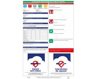Affichages obligatoires code du travail 40x60 cm - Blanc