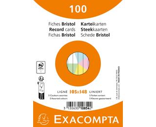 Paquet de 100 fiches sous film - Bristol ligné non perforé 105x148mm 