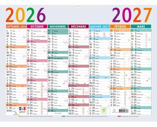Calendrier Multicolore 29,5 x 22 cm Septembre 2026 à Septembre 2027 - Visuel