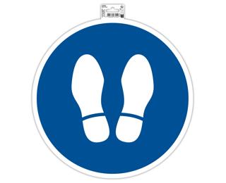 Panneau PVC adhésif antidérapant Obligation arrêt 35 cm - Bleu
