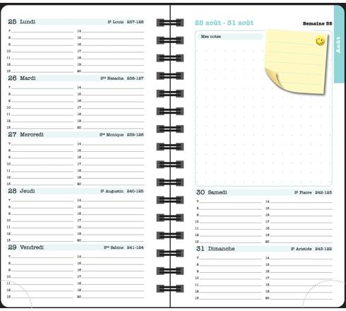 Agenda Organiseur Lady Kent 2026 Semainier Spiralé 21x27 Cm – Mauve Lilas – 2 Langues Jan-Déc