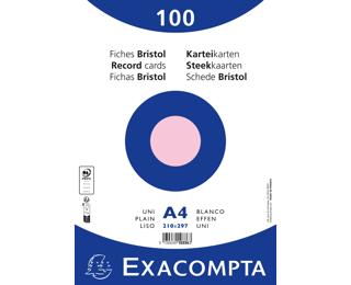 Paquet 100 fiches sous film - bristol uni non perforé 210x297mm - Rose