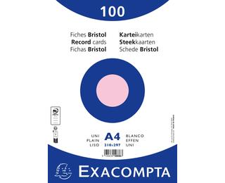 Paquet 100 fiches sous film - bristol uni non perforé 210x297mm - Rose