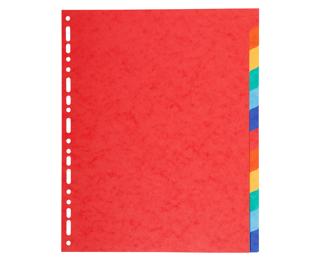 Intercalaires carte 220g 12 positions - A4 maxi - Couleurs assorties