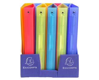 Ringbuch aus PP 1,2mm mit 4 Ringen 30mm, Rücken 40mm, Linicolor, für Format DIN A4 Überbreite - Farben sortiert