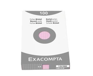 Étui de 100 fiches - bristol quadrillé 5x5 non perforé 148x210mm - Rose