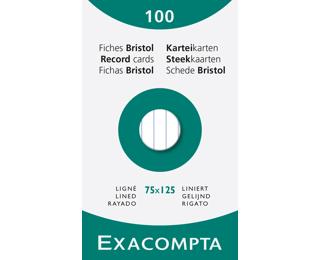 Exacompta Pack 100 Record Card 7.5x12.5 Lined White - White