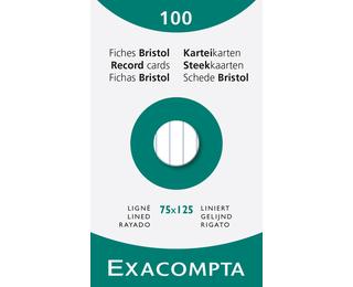 Étui de 100 fiches - bristol ligné non perforé 75x125mm 