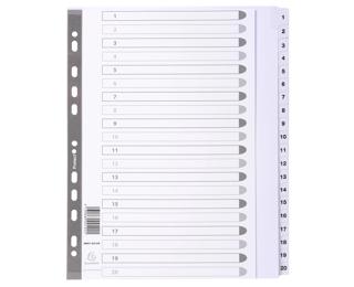 Divisori numerici con tasti plastificati cartoncino 160g/mq - 20 tasti 1 - 20 - A4 maxi