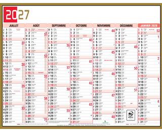 Calendrier Tricolore 22 x 29,5 cm Semestriel 2027 - Visuel