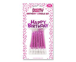 Set de 12 bougies pour gâteau + Décor ''Happy Birthday