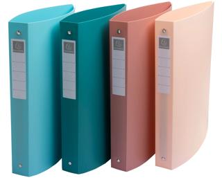 Mittelfestes Ringbuch A4+, 4 Ringe, Recycling-PP, Skandi - Farben sortiert