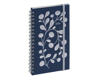 Agenda de poche Espace 16S spiralé Végétal 9 x 16 cm Semainier Janvier à Décembre 2026 - Bleu